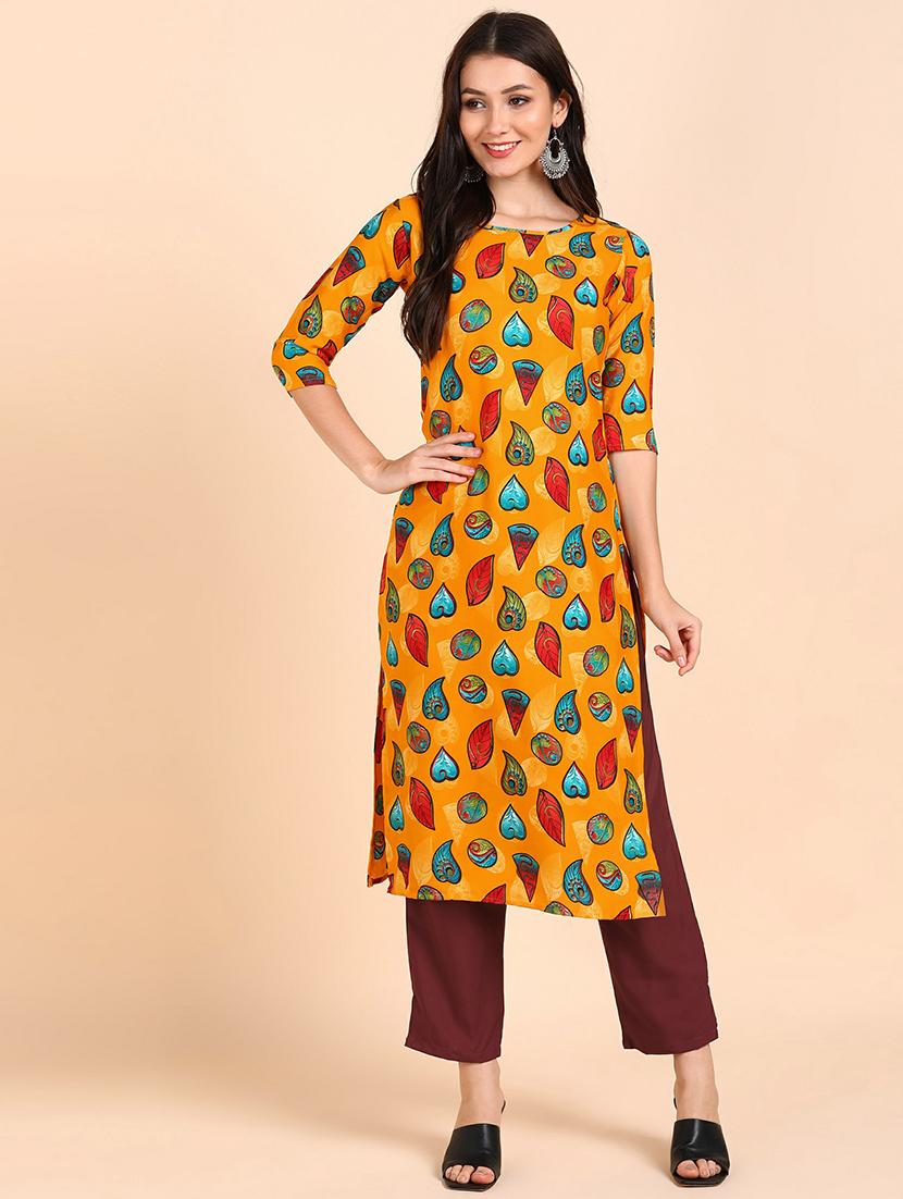 round neck printed kurta pant set - 19882018 - Zoom Image - 0