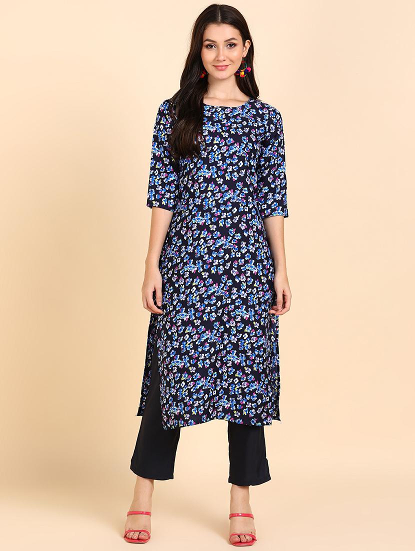 round neck printed kurta pant set - 19882020 -  Zoom Image - 0