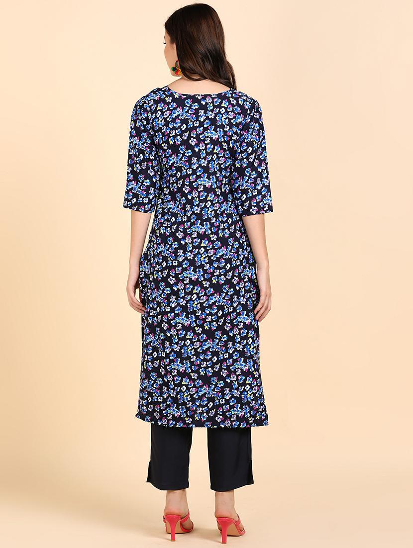 round neck printed kurta pant set - 19882020 - Standard Image - 3