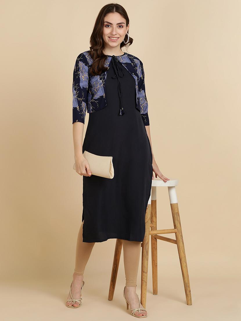 round neck printed kurta jacket set - 19882113 - Zoom Image - 0