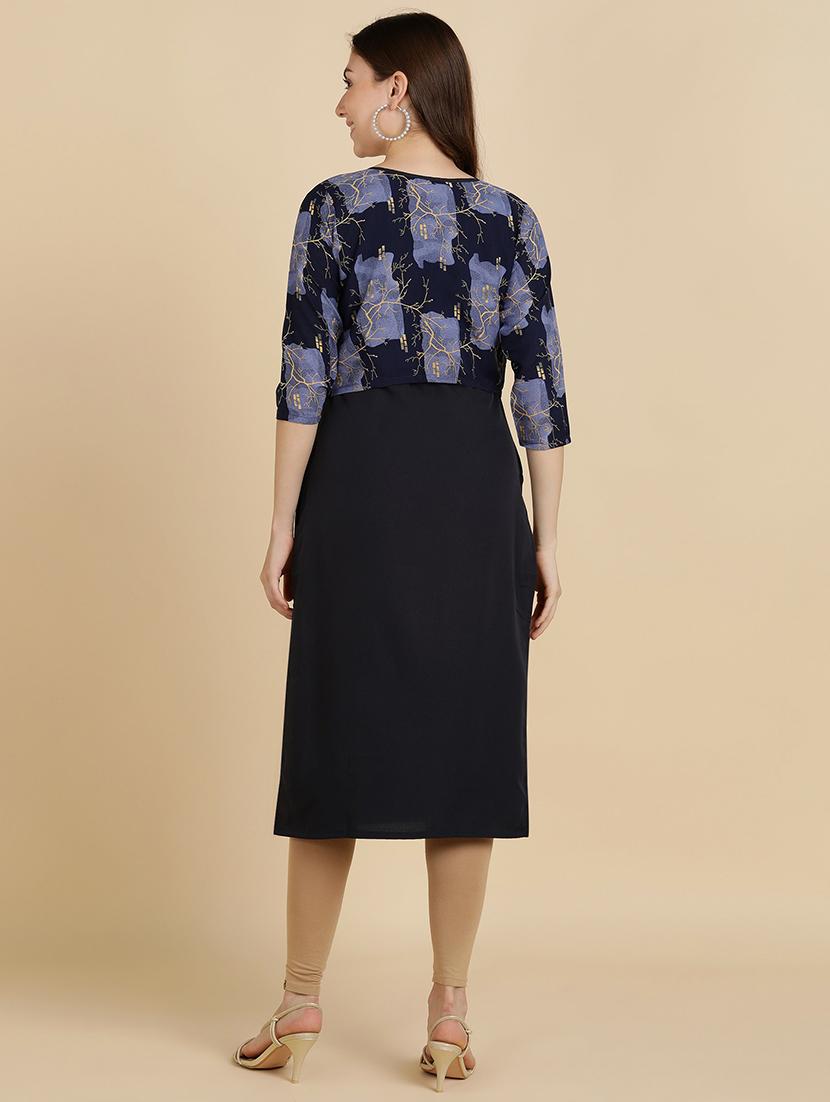 round neck printed kurta jacket set - 19882113 - Standard Image - 3