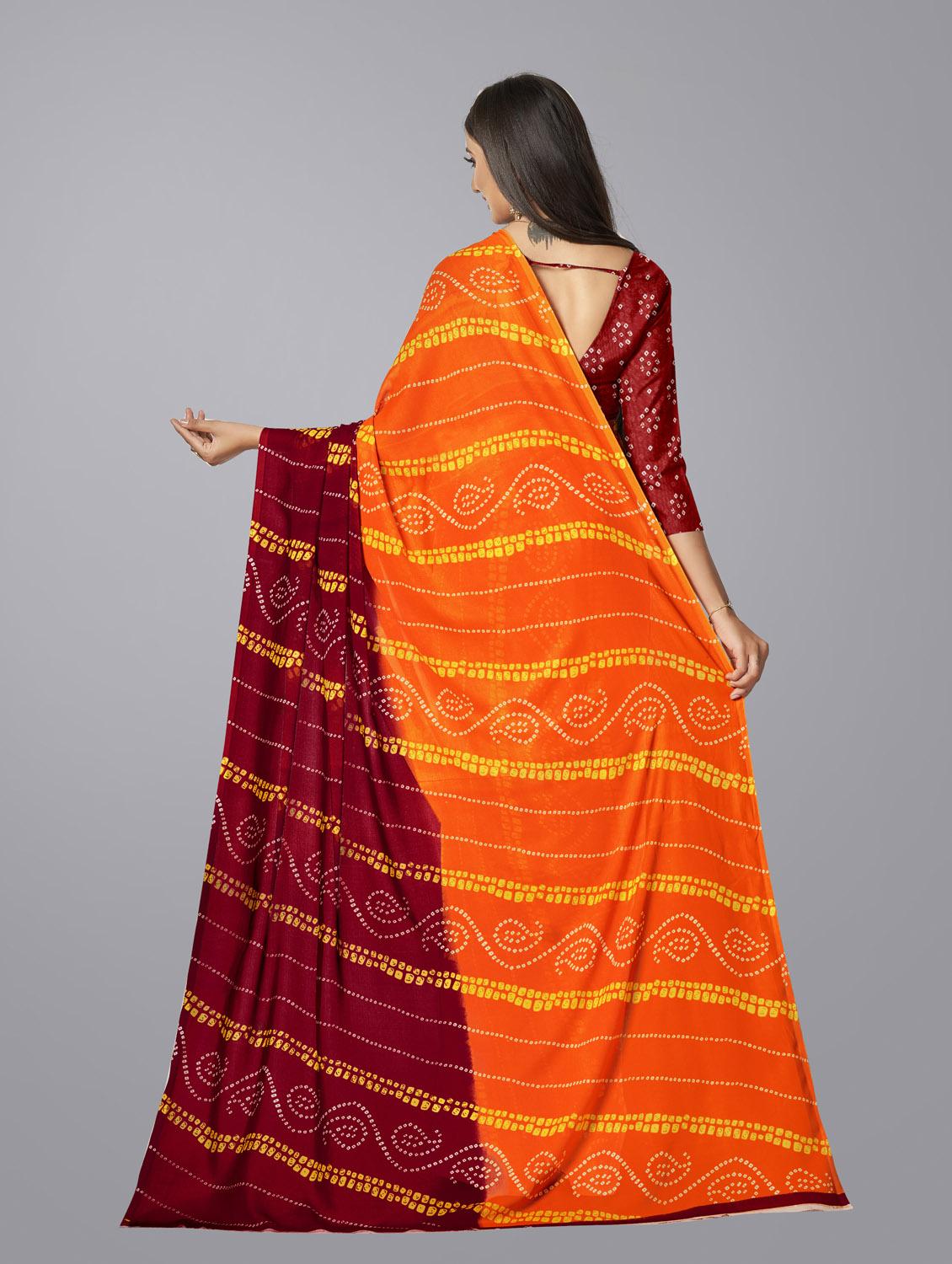 women's self design orange colored saree with blouse - 19882654 - Standard Image - 3