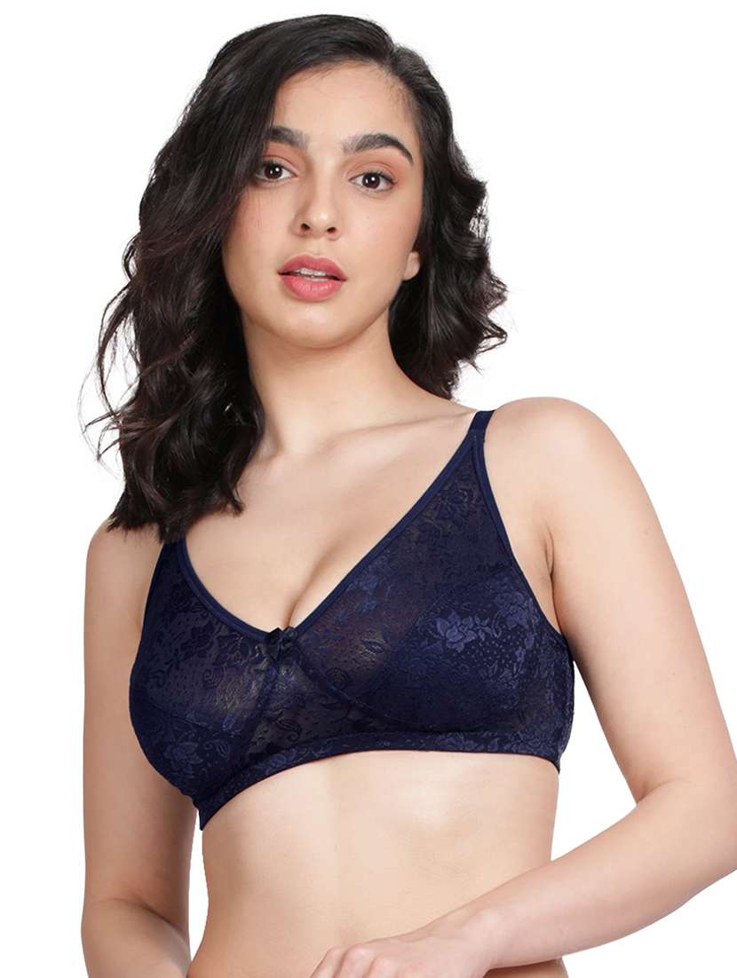 blue cotton blend tshirt bra