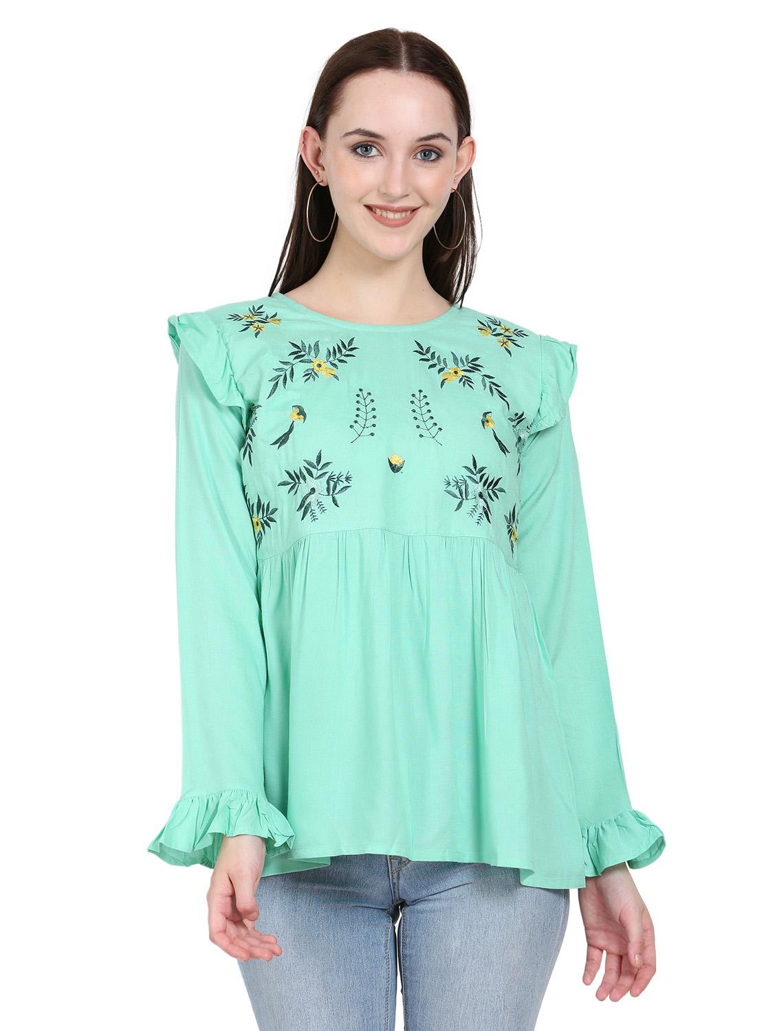 women's peplum round neck top - 19885394 - Zoom Image - 0