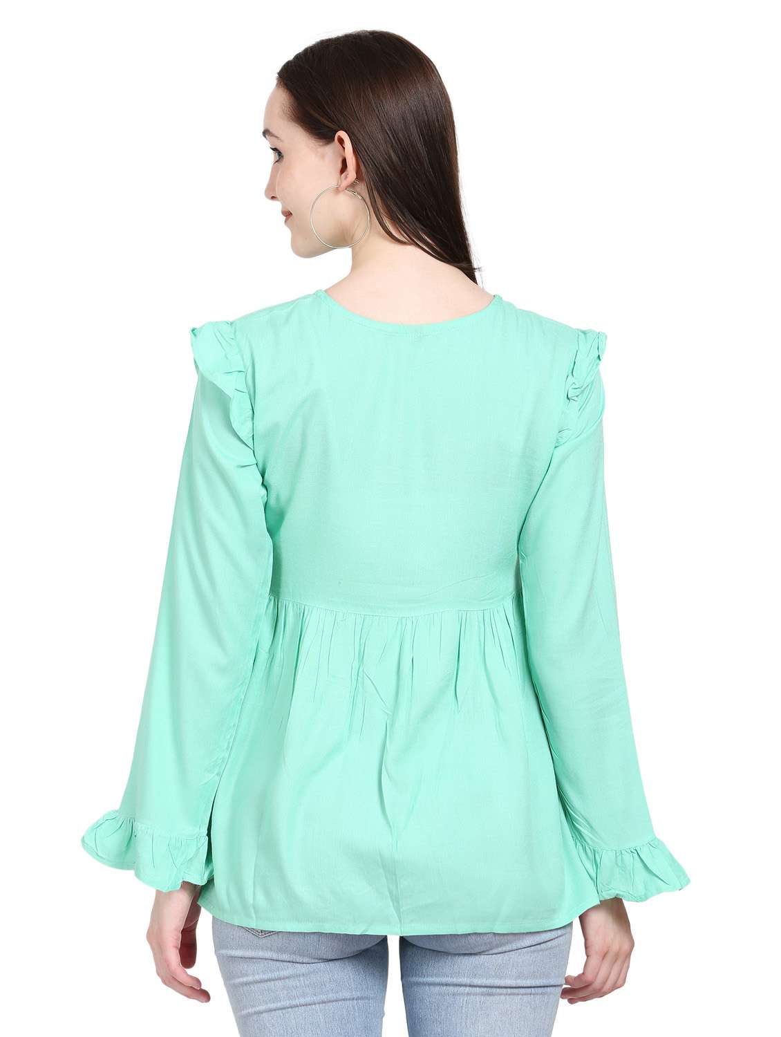 women's peplum round neck top - 19885394 - Standard Image - 3