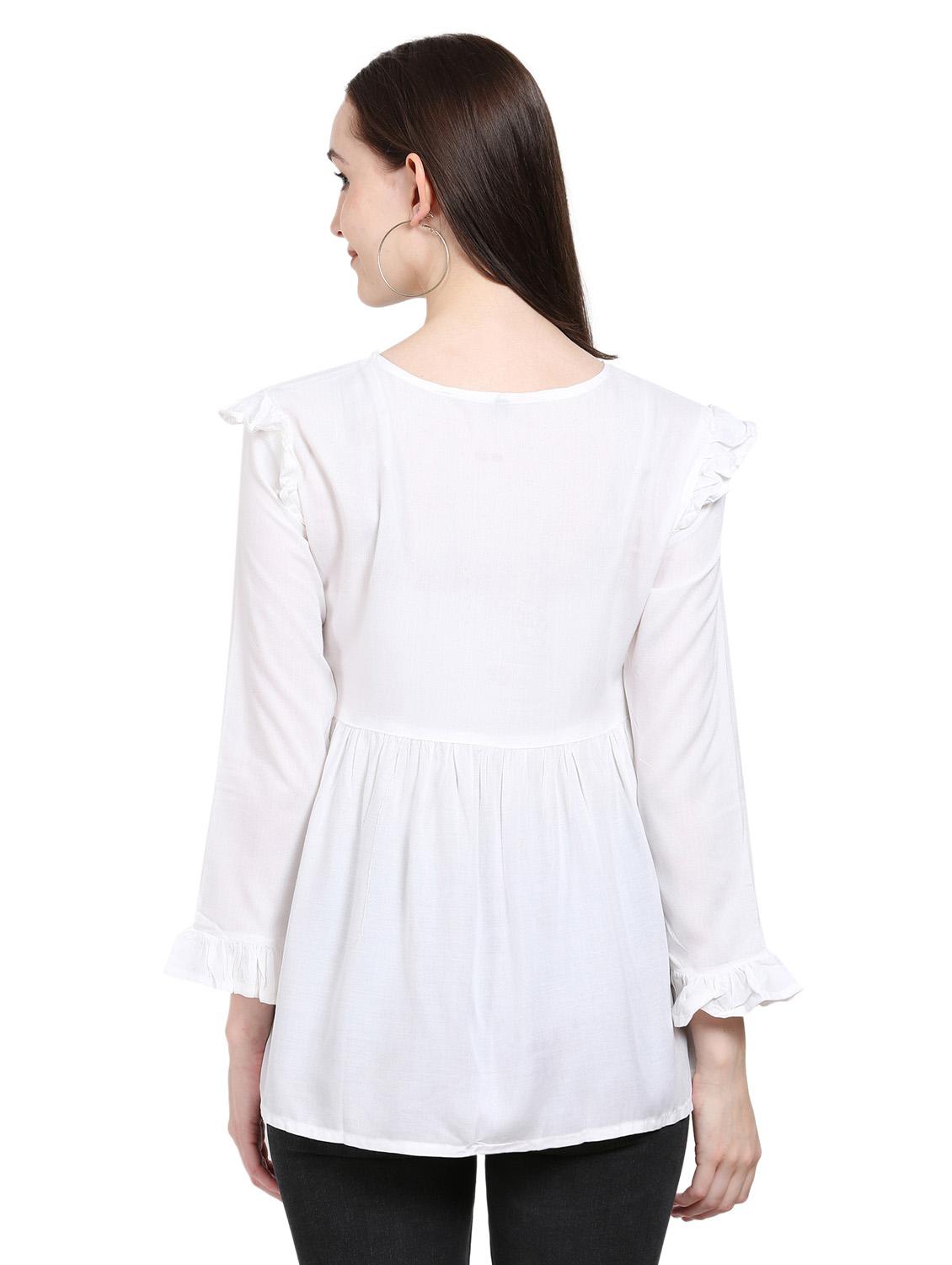 women's peplum round neck top - 19885396 - Standard Image - 3