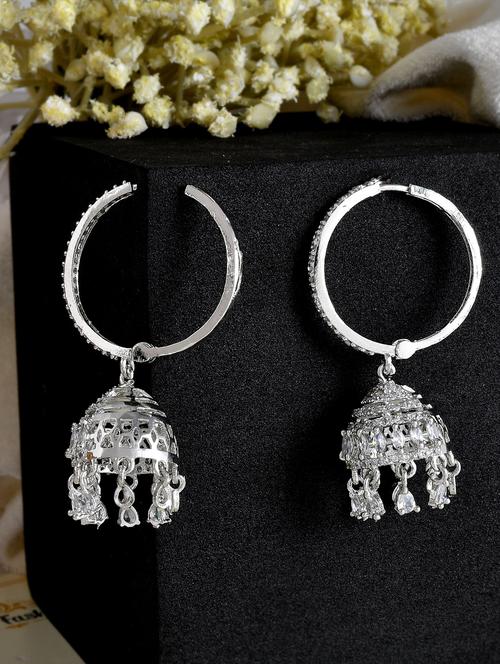 silver brass jhumka earring - 19889902 - Standard Image - 0