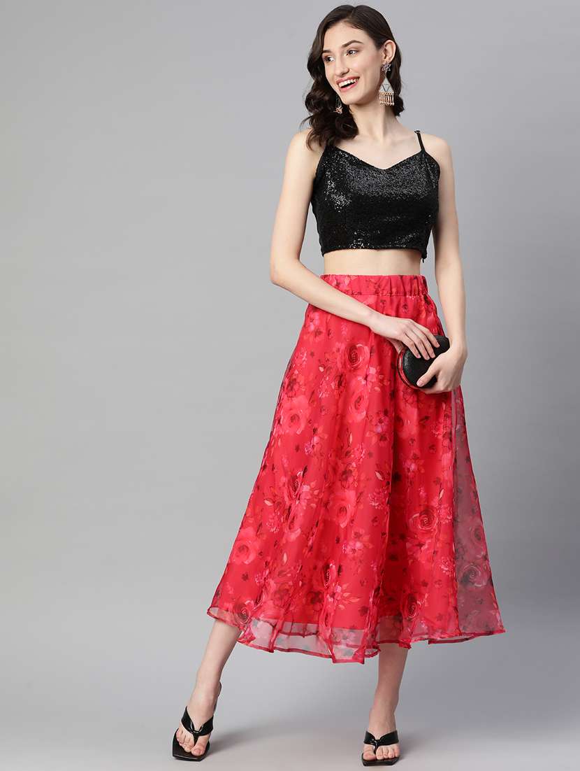 Self Design Skirt Top Set