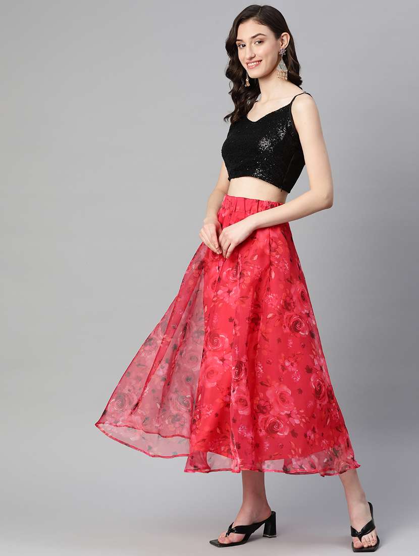 Self Design Skirt Top Set