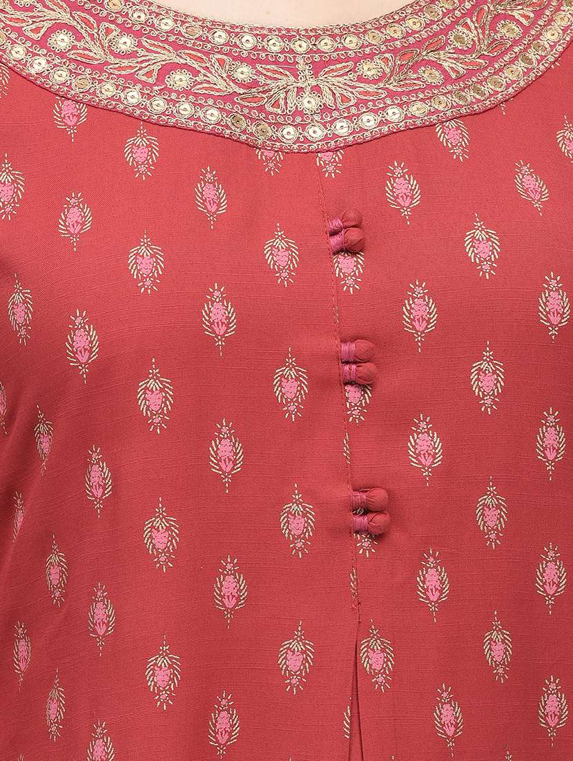 red rayon aline kurta - 19891685 -  Standard Image - 3
