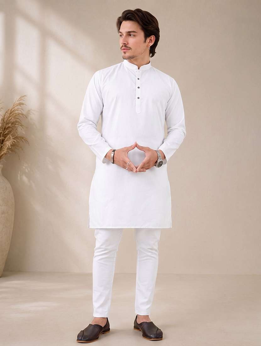 men pack of 2 solid kurta pyjama set - 19892486 -  Standard Image - 3