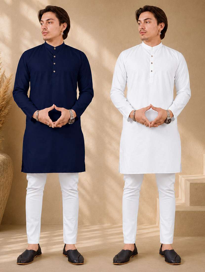 pack of 2 multi colored solid kurta pyjama set