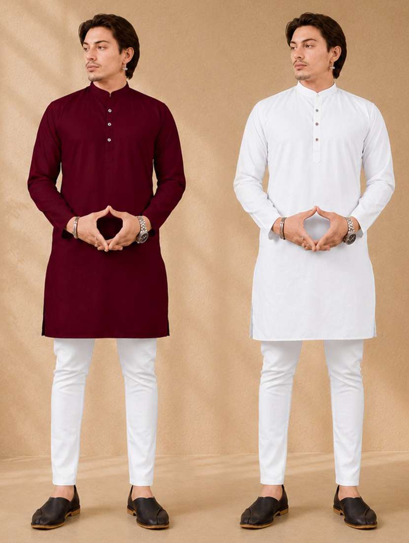 pack of 2 multi colored solid kurta pyjama set