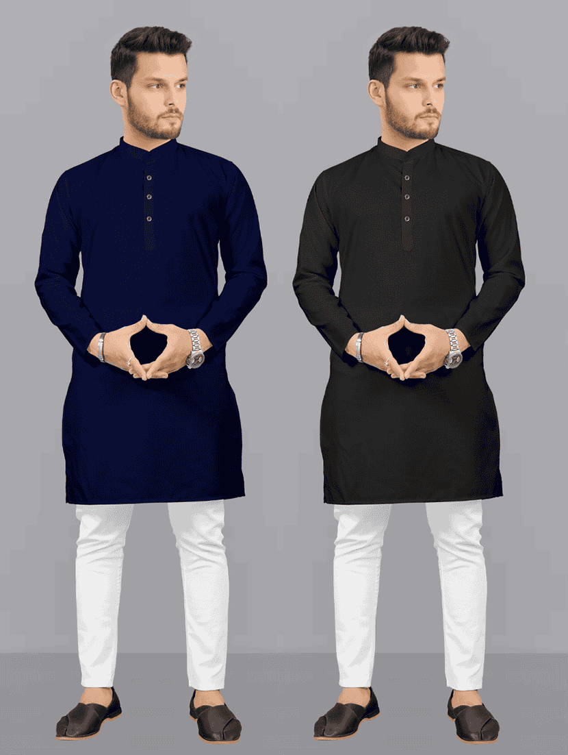 pack of 2 multi colored solid kurta pyjama set