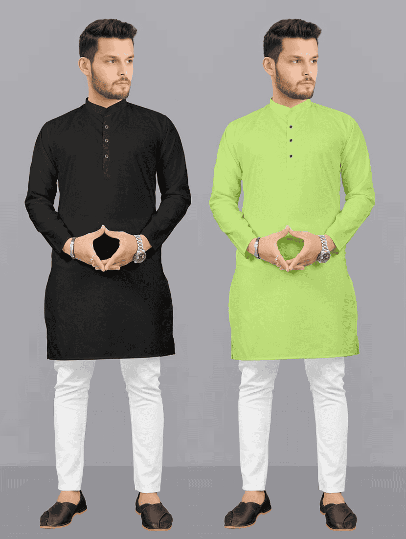 pack of 2 multi colored solid kurta pyjama set