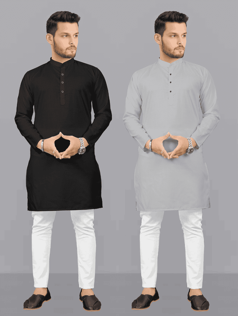 pack of 2 solid kurta pyjama sets