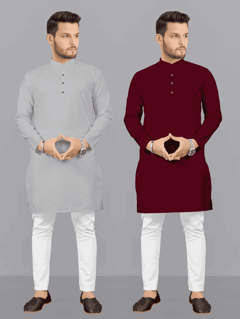 pack of 2 solid kurta pyjama sets