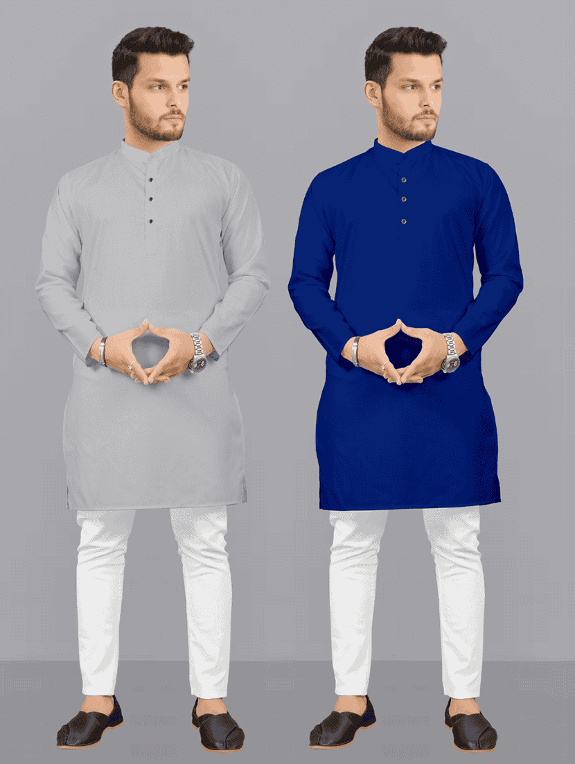 pack of 2 solid kurta pyjama sets