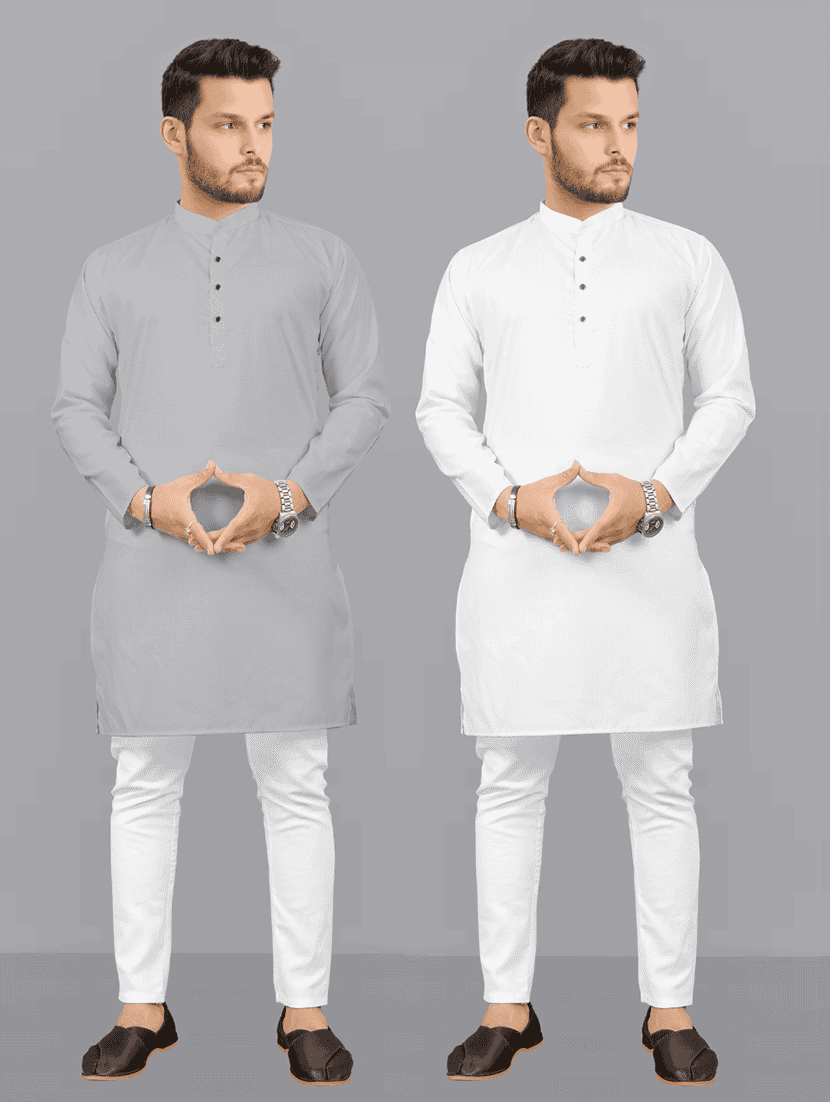 pack of 2 solid kurta pyjama sets