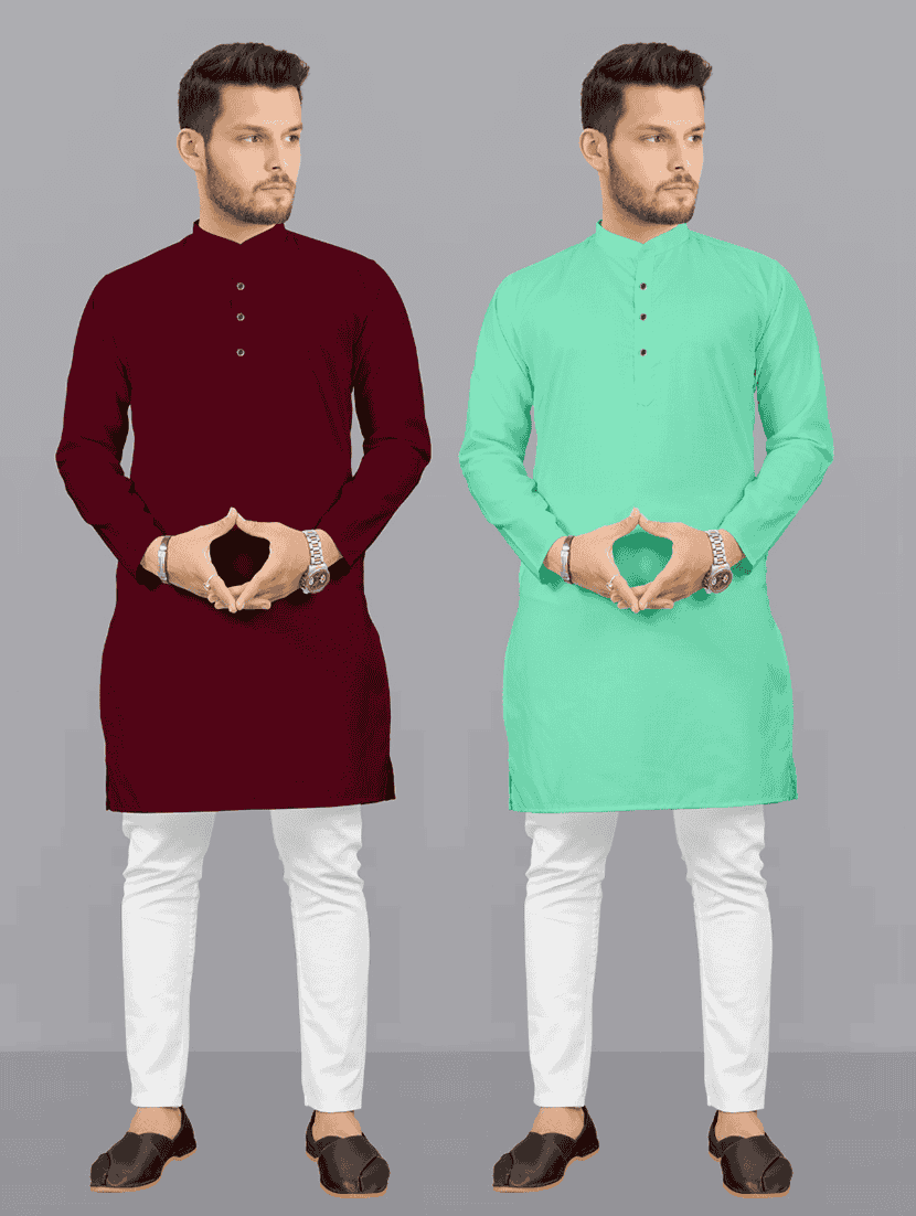 pack of 2 solid kurta pyjama sets - 19892679 - Zoom Image - 0