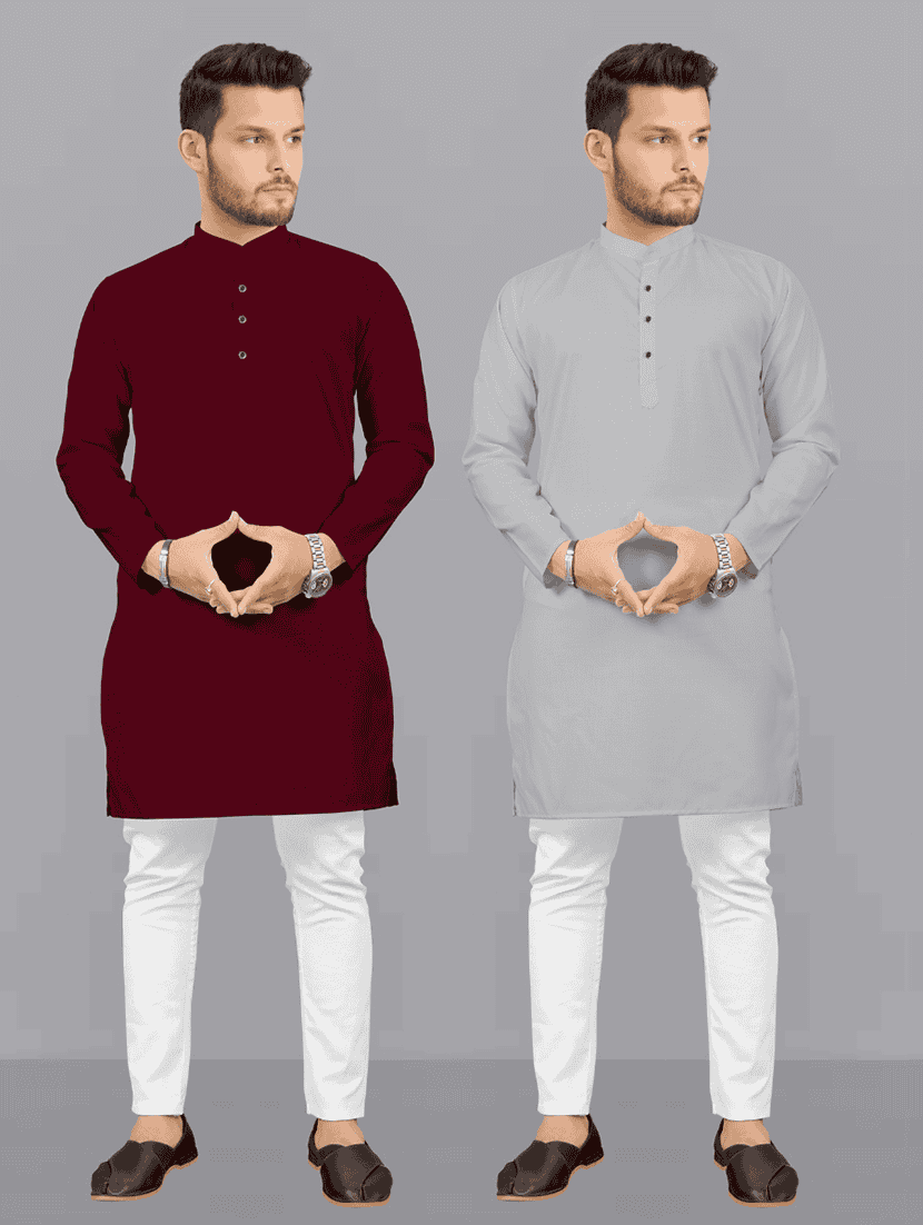 pack of 2 solid kurta pyjama sets