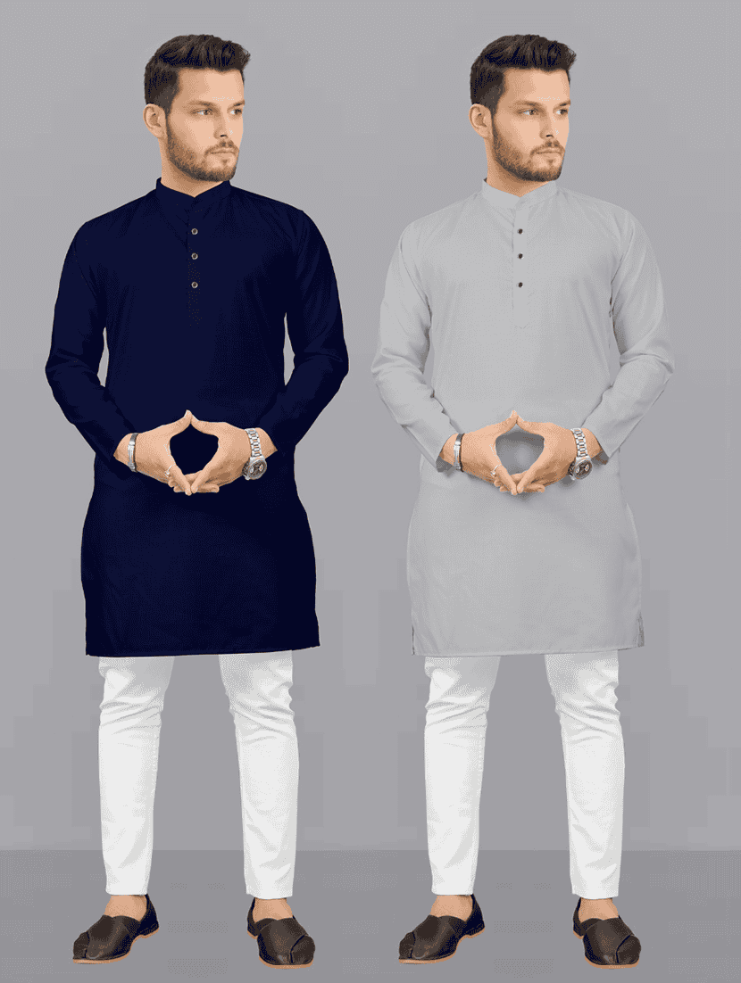pack of 2 solid kurta pyjama sets