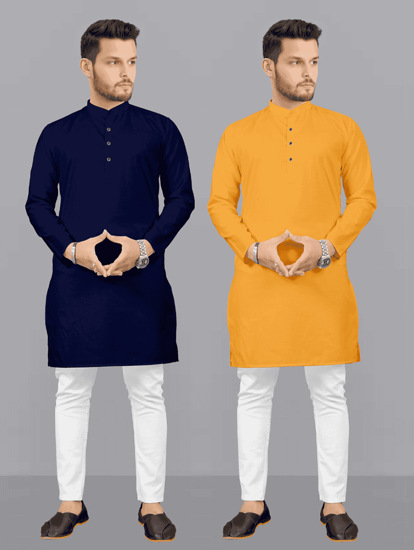 pack of 2 solid kurta pyjama sets