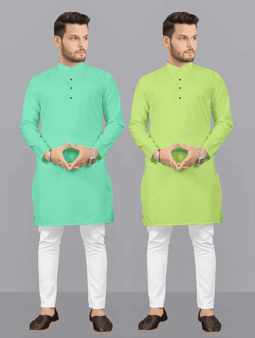 pack of 2 solid kurta pyjama sets