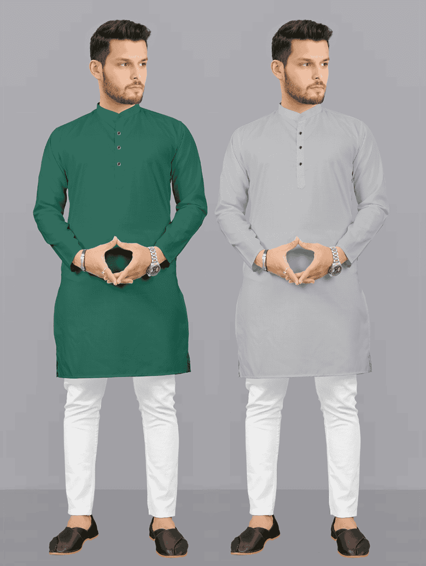 pack of 2 solid kurta pyjama sets