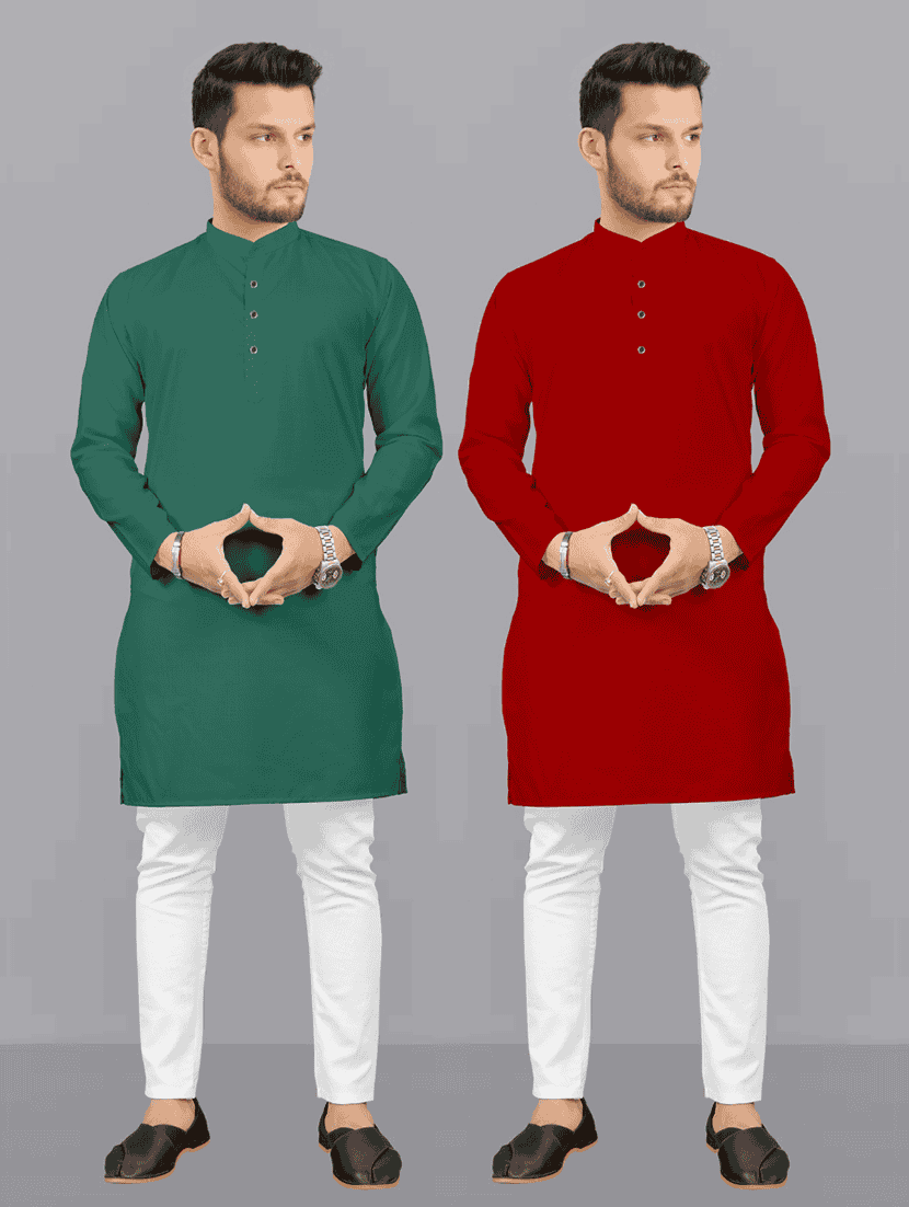 pack of 2 solid kurta pyjama sets