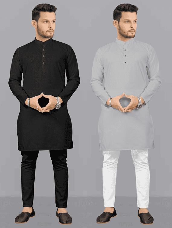 pack of 2 solid kurta pyjama sets