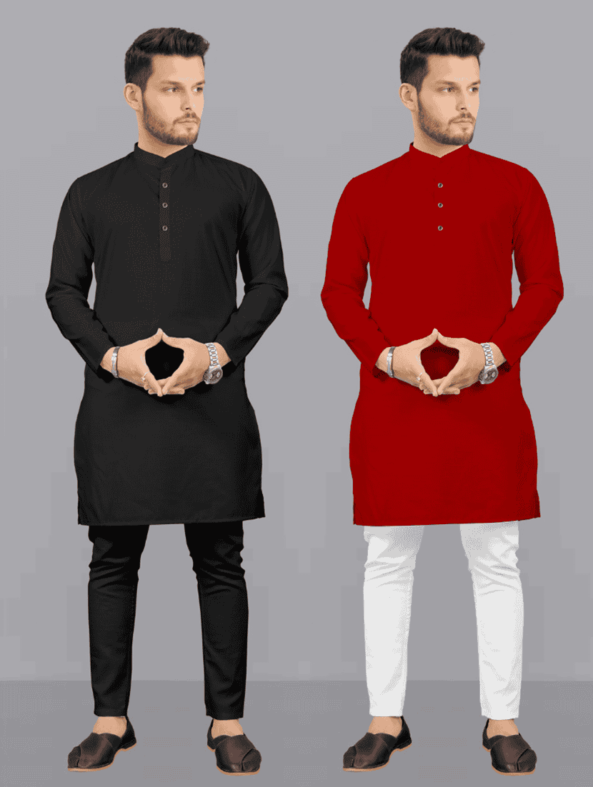 pack of 2 solid kurta pyjama sets