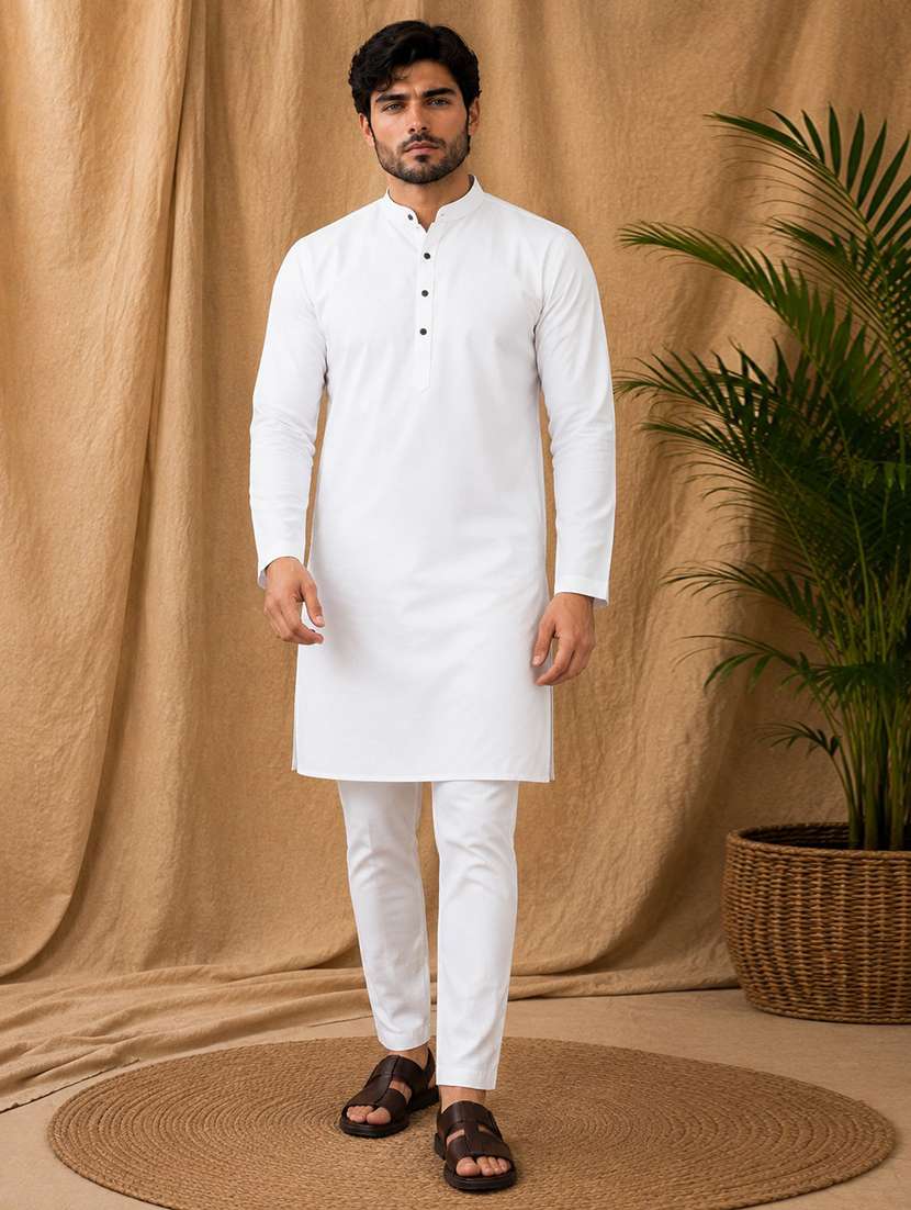 Men Pack Of 2 Solid Kurta Pyjama Set - 19892984 -  Standard Image - 3