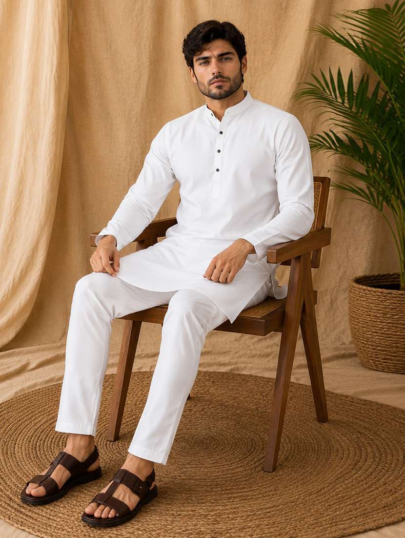 Men Pack Of 2 Solid Kurta Pyjama Set - 19892996 -  Standard Image - 3