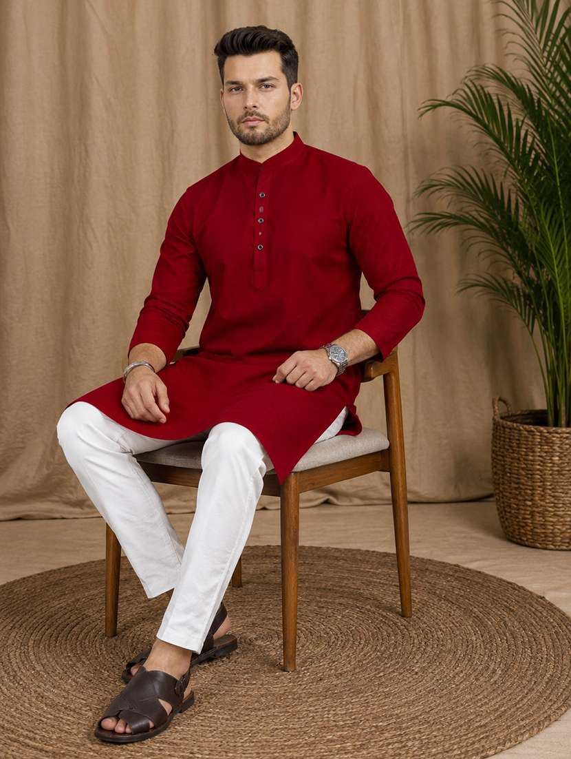 Men Pack Of 2 Solid Kurta Pyjama Set - 19892996 -  Standard Image - 5