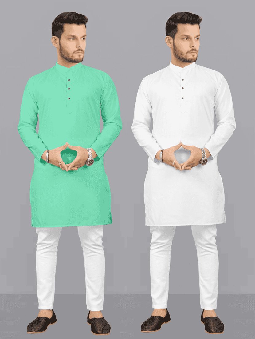 pack of 2 solid kurta pyjama sets