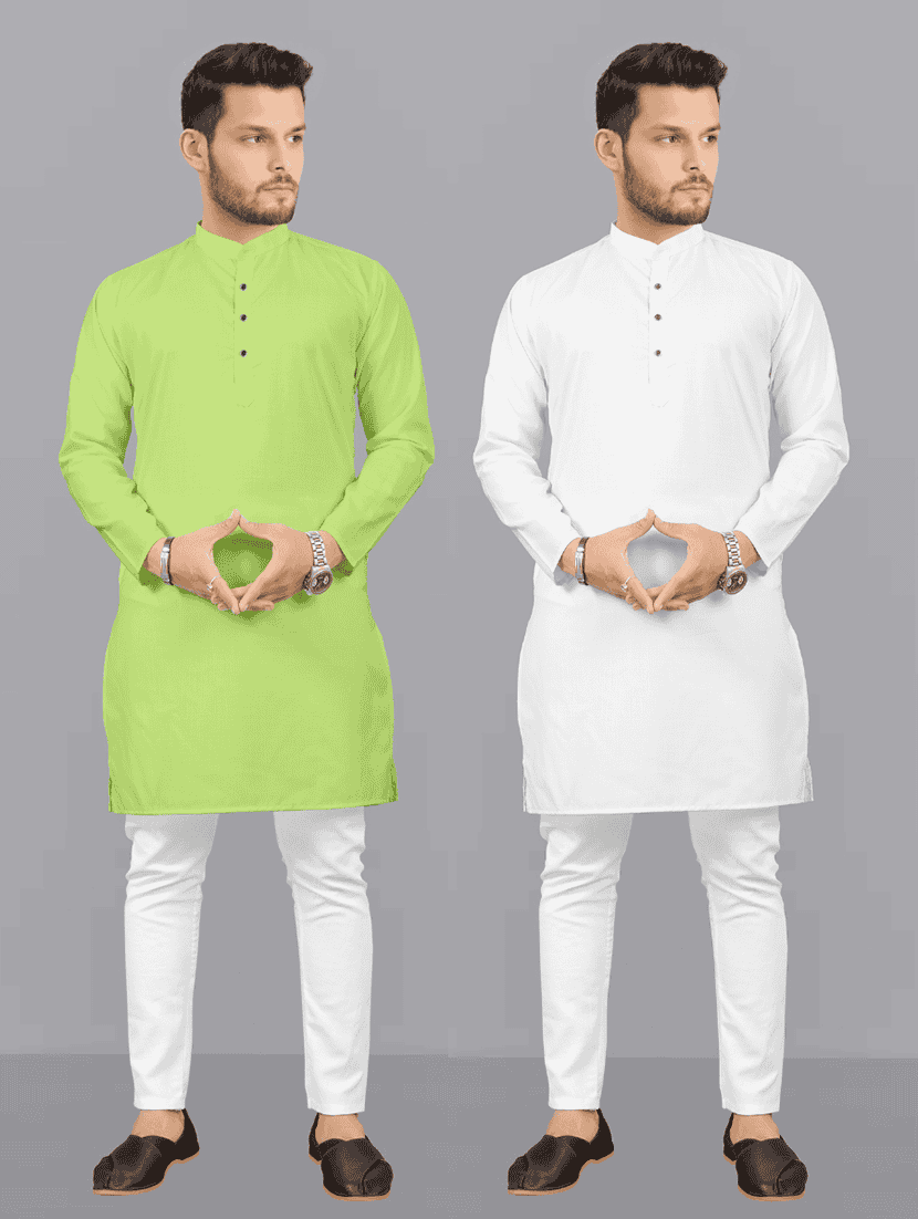 pack of 2 solid kurta pyjama sets