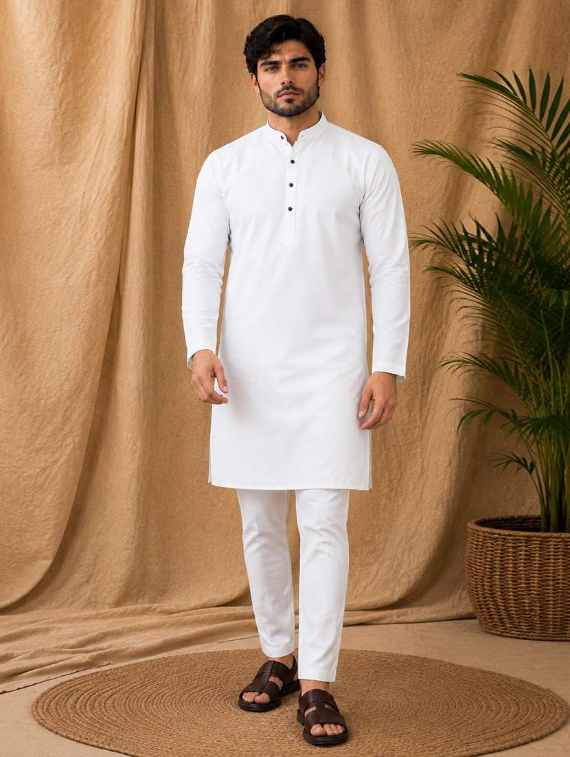 men pack of 2 solid kurta pyjama set - 19892998 -  Standard Image - 3