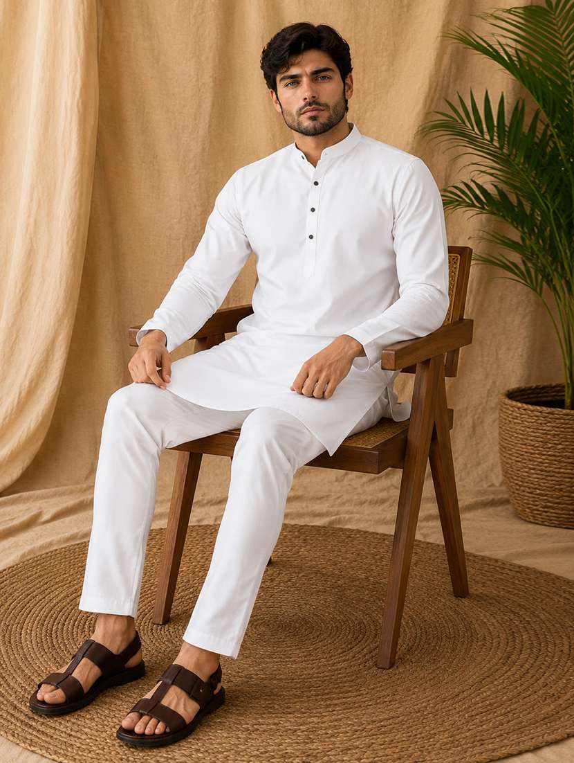 men pack of 2 solid kurta pyjama set - 19892998 -  Standard Image - 5