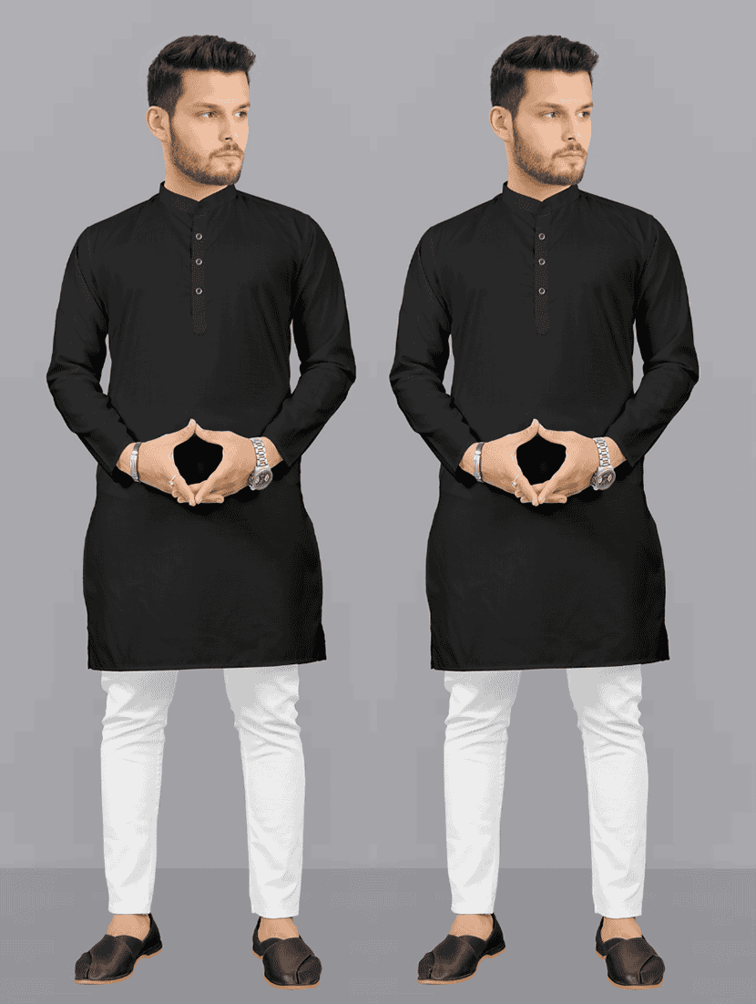 pack of 2 solid kurta pyjama sets