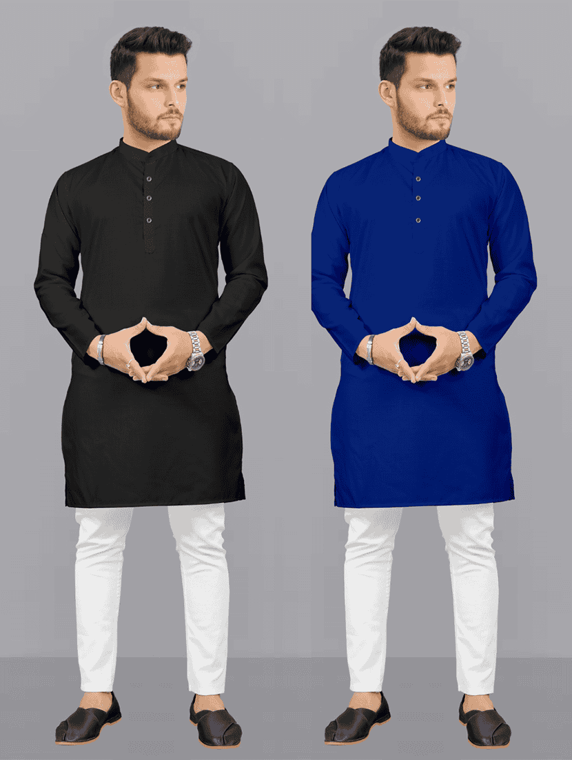 pack of 2 solid kurta pyjama sets
