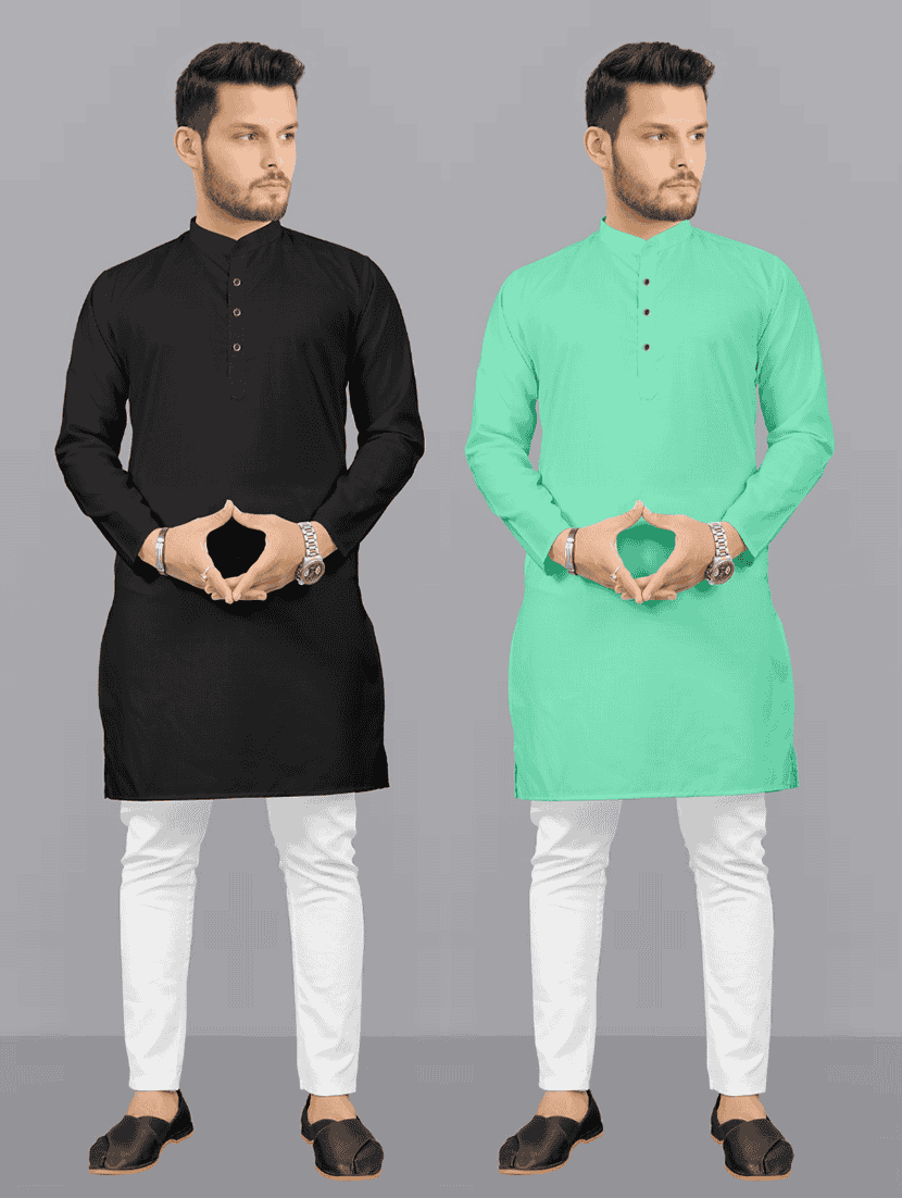 pack of 2 solid kurta pyjama sets