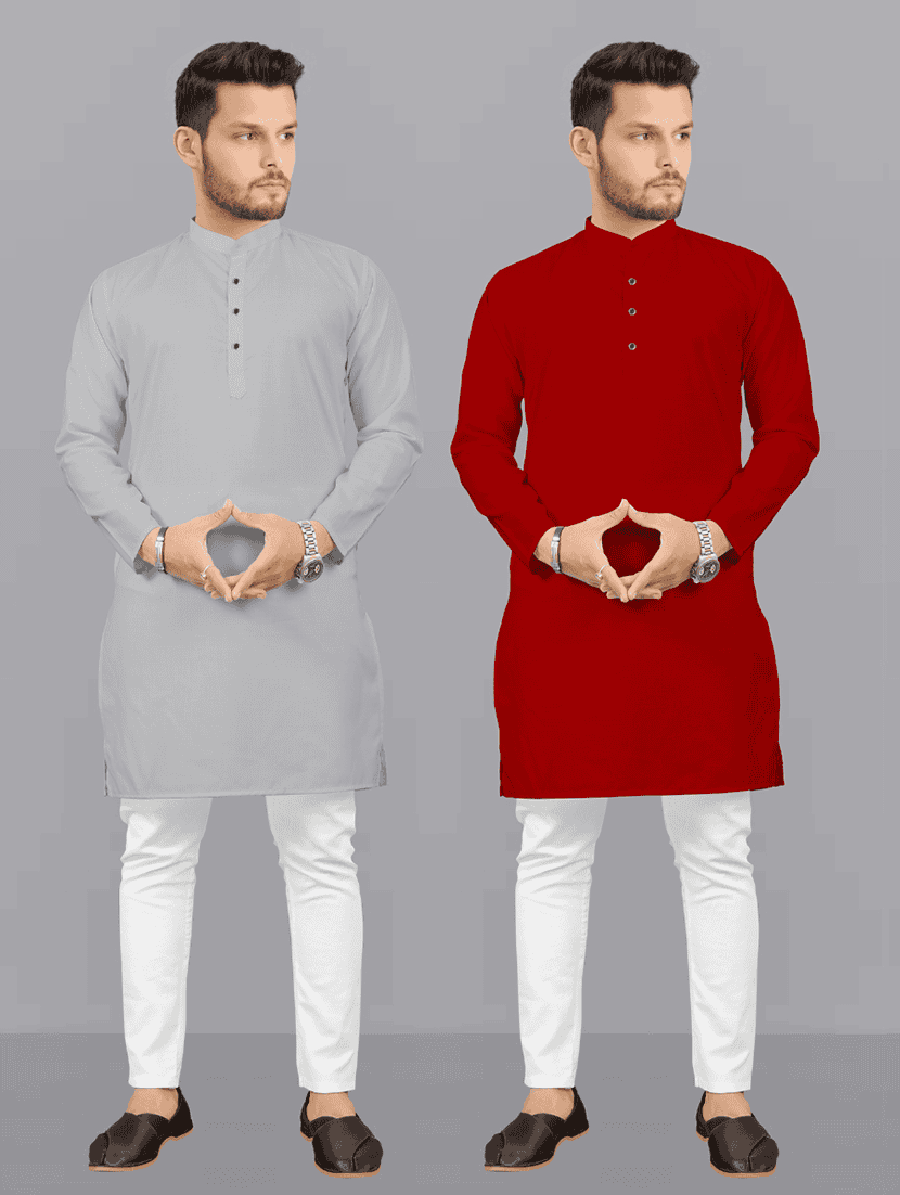 pack of 2 solid kurta pyjama sets