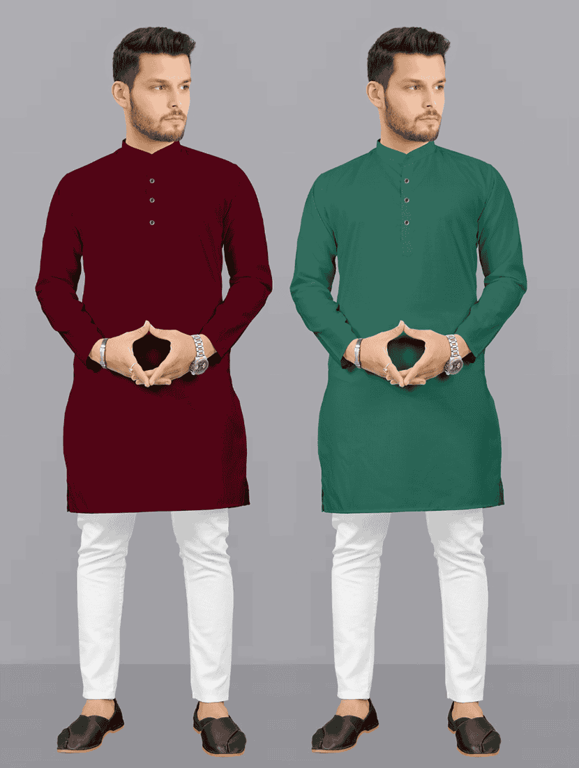 pack of 2 solid kurta pyjama sets