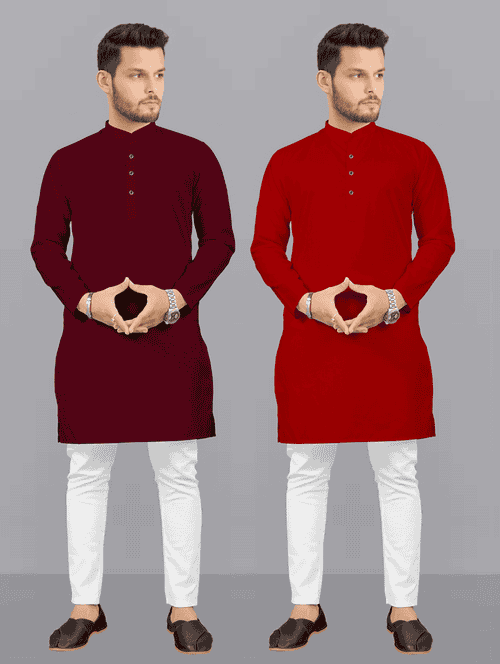 pack of 2 solid kurta pyjama sets
