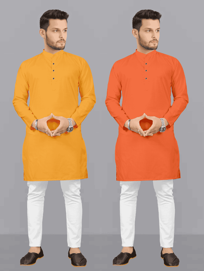 pack of 2 solid kurta pyjama sets