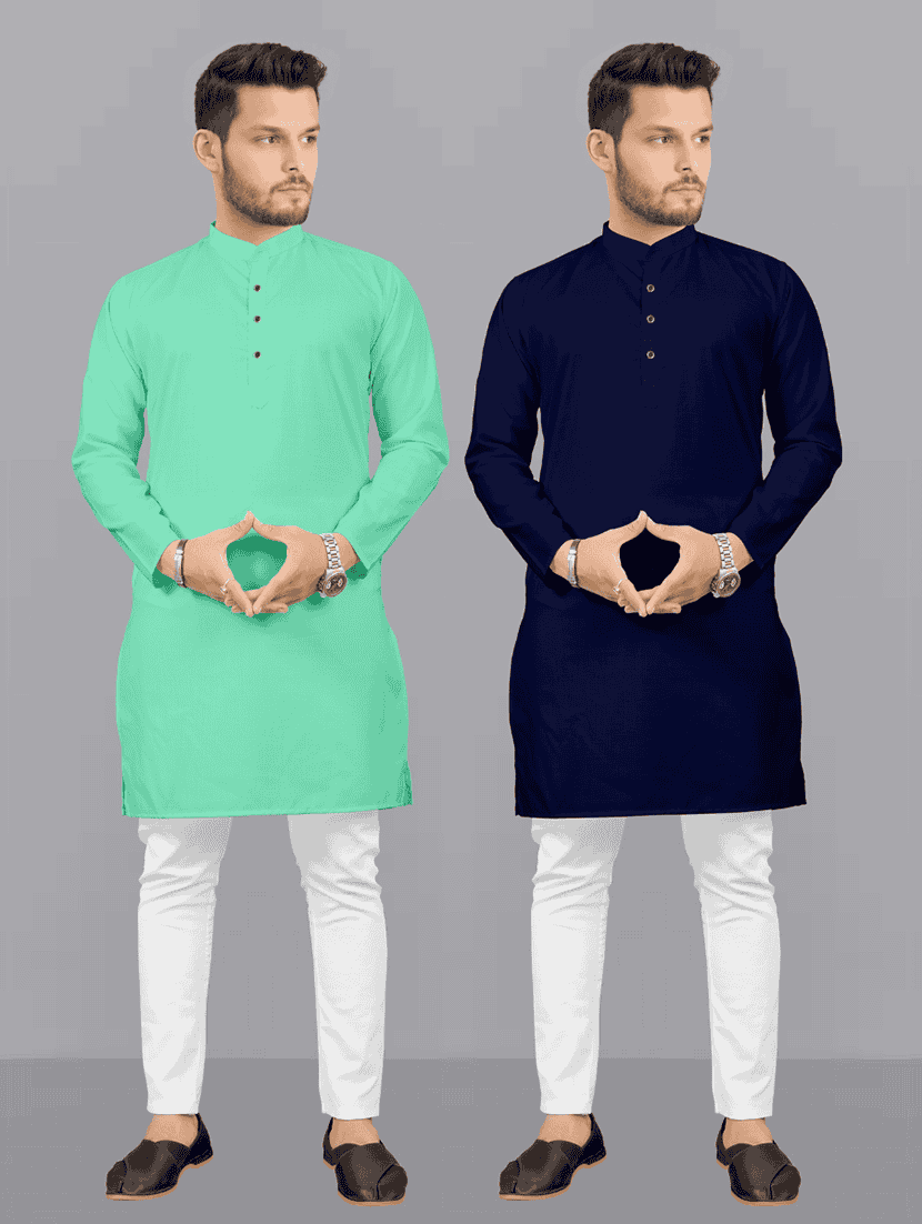 pack of 2 solid kurta pyjama sets
