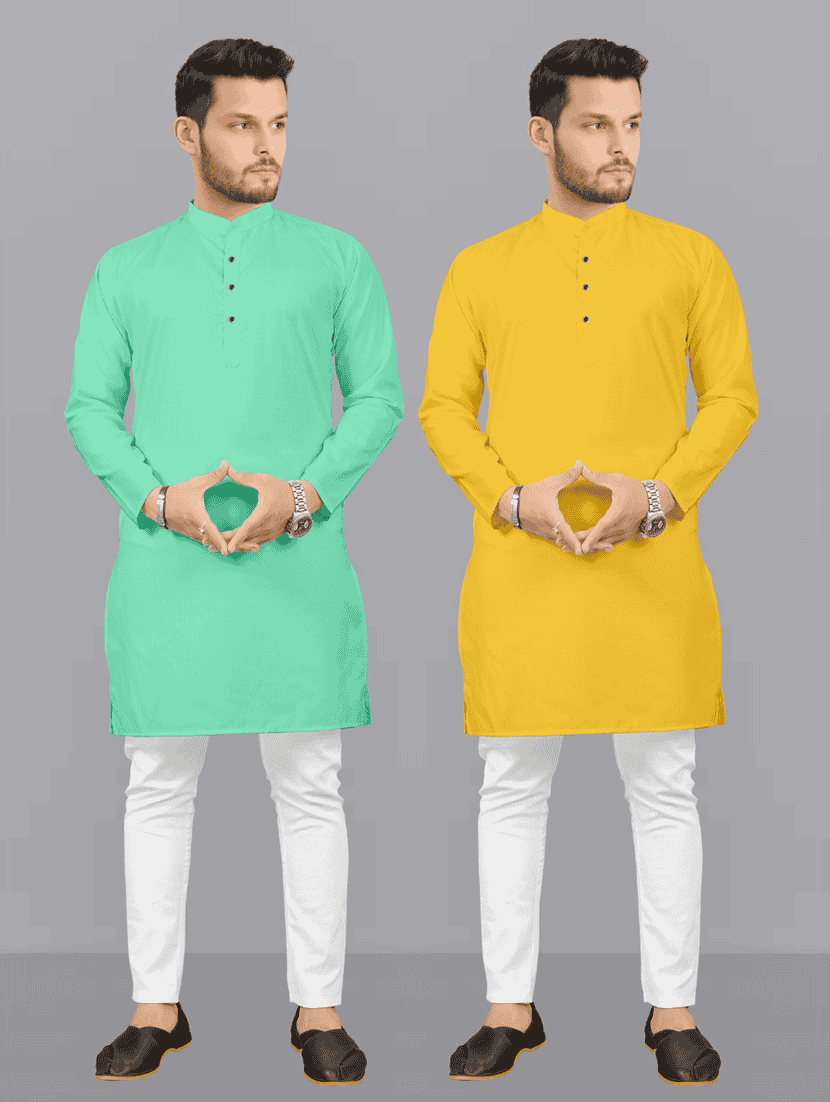 pack of 2 solid kurta pyjama sets