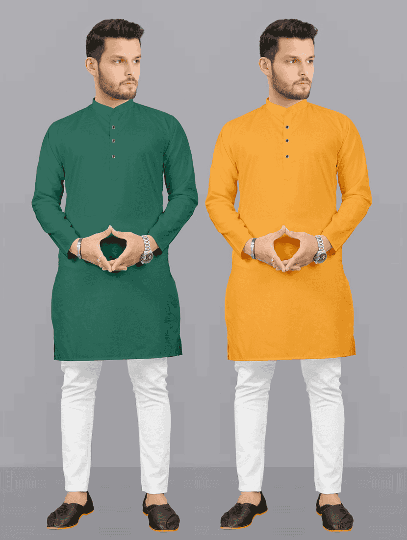 pack of 2 solid kurta pyjama sets