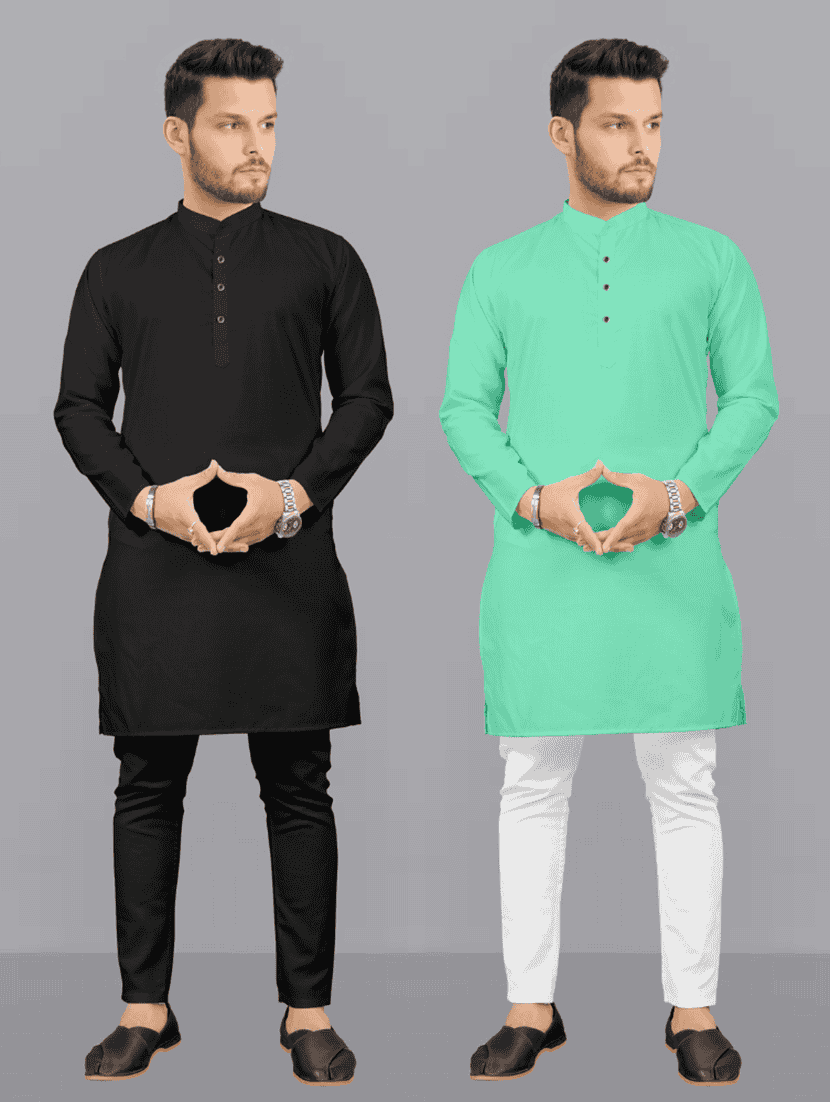 pack of 2 solid kurta pyjama sets